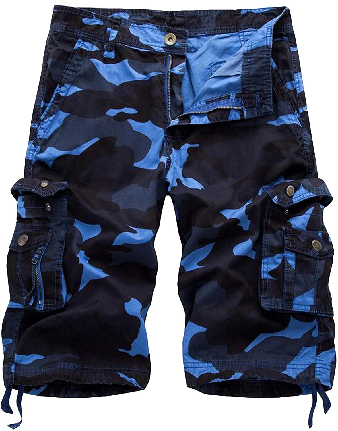 Mens 3 4 Cargo Shorts Cotton Relaxed Fit Camouflage Camo Cargo Short